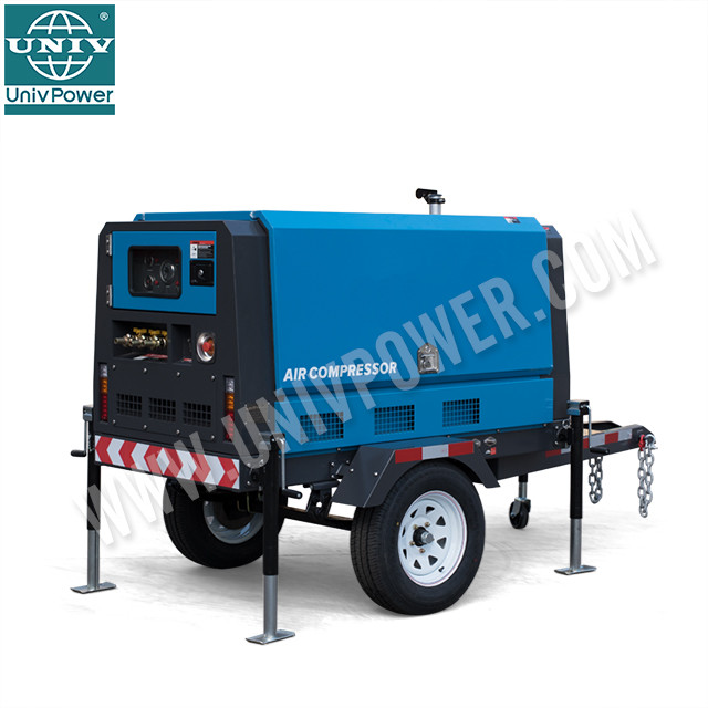 Modèle de compresseur d'air portable mobile 185CFM avec moteur diesel